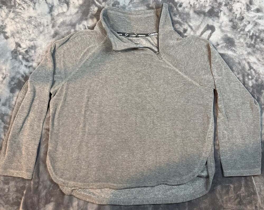 Men’s Calvin Klein Performance Fleece Pullover XL Gray Half Zip Sweatshirt #79